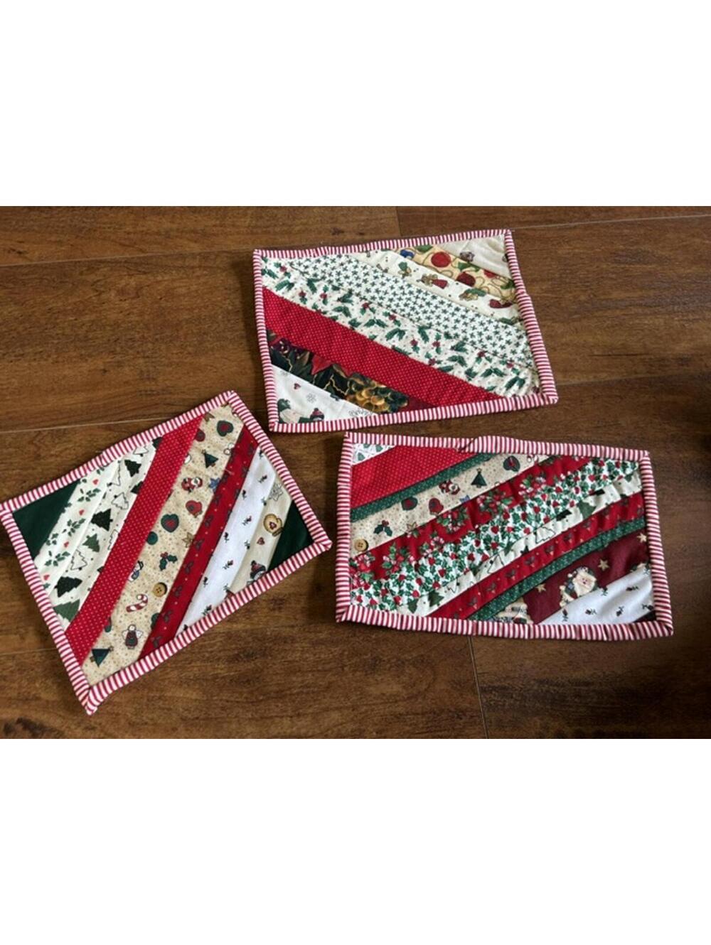 Set of 3 Handmade Christmas Quilted Pot Holders